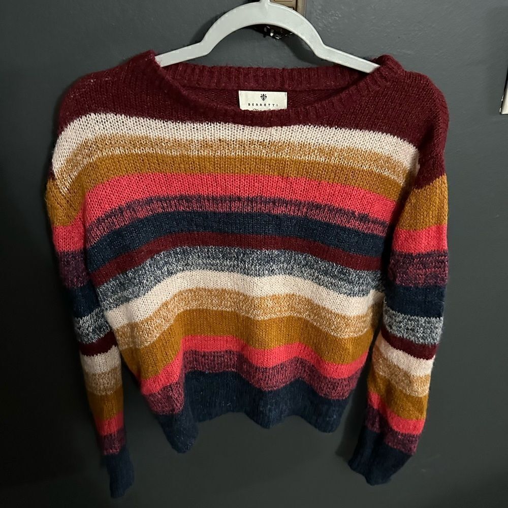 41 Berretti Italy Colorful Striped Crewneck Mohair Blend Sweater Size Small